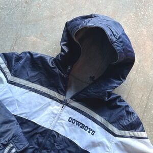 Vintage Dallas Cowboys NFL Reversible Jacket Men L/G Blue White Star Logo
